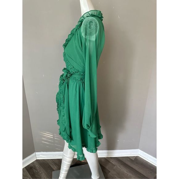 ALEXIS Ruffle-Trimmed Mini Dress - Green Size S $595 - Picture 8 of 12